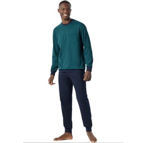 Essential Nightwear Pyjamas Crew Neck Blau/Grün Baumwolle X-Large Herren - Schiesser - Modalova