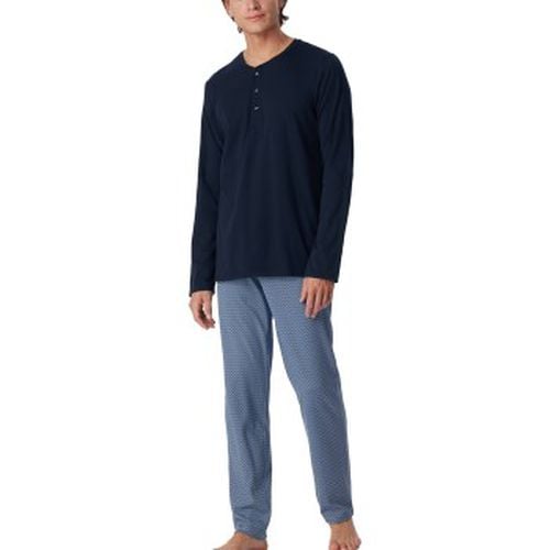 Long Fine Interlock Collar Pyjamas Marine/Blau Baumwolle 50 Herren - Schiesser - Modalova