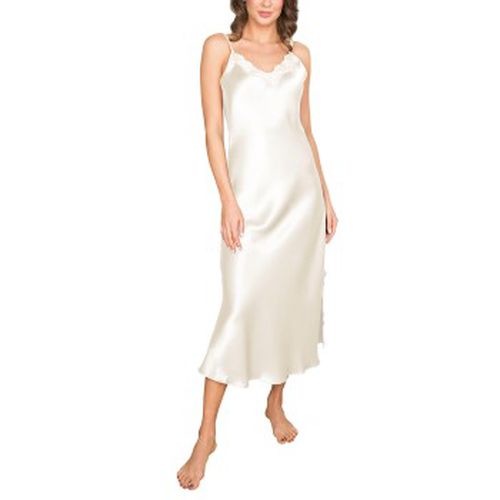 Pure Silk Long Nightgown With Lace Elfenbein Seide Small Damen - Lady Avenue - Modalova