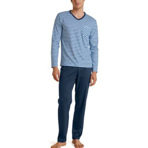 Rekax Streamline V Neck Long Pyjama Blau Muster Baumwolle Small Herren - Calida - Modalova