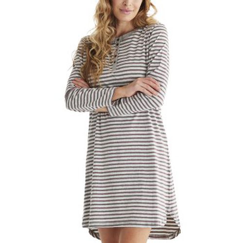 Striped Long Sleeve Nightdress Grau gestreift Baumwolle Small Damen - Damella - Modalova