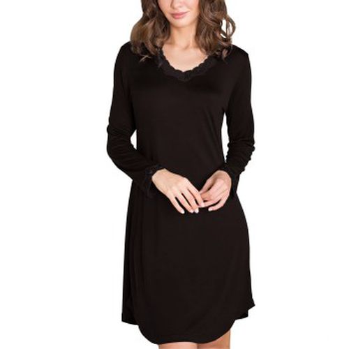 Silk Jersey Nightgown With Long Sleeve Schwarz Seide Medium Damen - Lady Avenue - Modalova