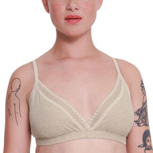 BH GO Ribbed Lace Bralette Elfenbein Baumwolle Large Damen - Sloggi - Modalova