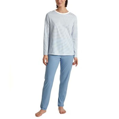 Cotton Stripes Long Pyjama Hellblau gestreift Baumwolle Large Damen - Calida - Modalova