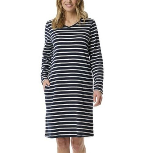 Women Longsleeve Nightdress Blau/Weiß Baumwolle 38 Damen - Schiesser - Modalova