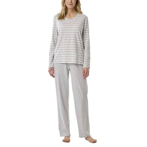 Women Straight Leg Long Pyjama Weiß/Grau Baumwolle 38 Damen - Schiesser - Modalova