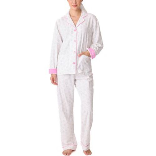 Long Sleeve Flannel Pyjama Weiß/Rosa Baumwolle Small Damen - PJ Salvage - Modalova