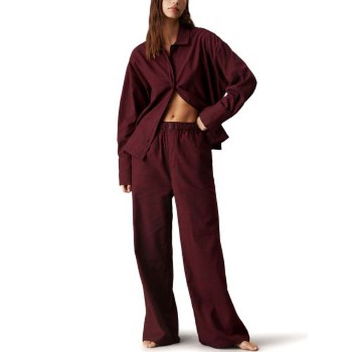 Flannel Sleep Button Pant Set Female2 Weinrot Baumwolle Medium Damen - Calvin Klein - Modalova