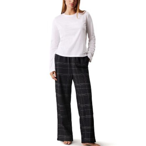 Flannel Sleep LS Tee And Pant Set Weiß/Schwarz Polyamid Medium Damen - Calvin Klein - Modalova