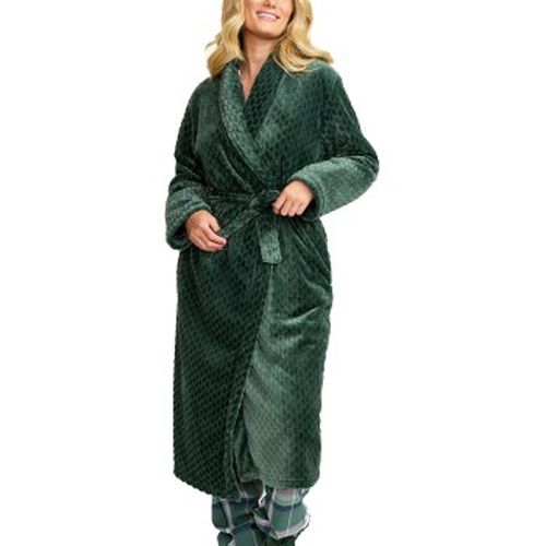 Jaquard Fleece Dressing Gown Grün Polyester Small Damen - Damella - Modalova