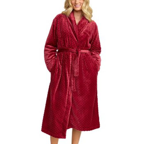 Jaquard Fleece Dressing Gown Rot Polyester Small Damen - Damella - Modalova