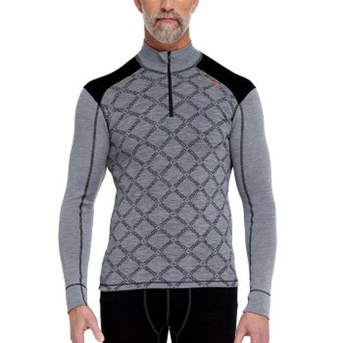 Half Zip Jacquard Baselayer Grün gemustert Wolle Small Herren - Dovre - Modalova