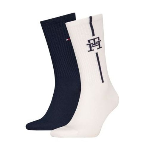 Tommy Hilfiger 2P Monogram Sock Weiß/Marine Gr 39/42 Herren - Tommy Hilfiger Legwear - Modalova