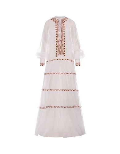 Muslin Long Dress With Ethnic Embroidery - Ermanno Scervino - Modalova