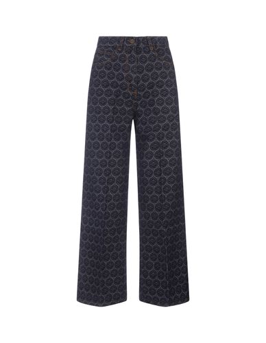 Dark Denim Wide Leg Jeans With Iconic Pattern - Etro - Modalova