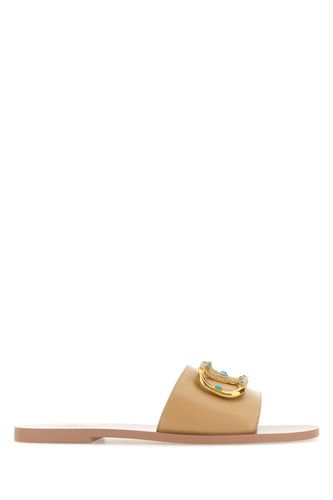 Beige Leather Vlogo Slippers - Valentino Garavani - Modalova