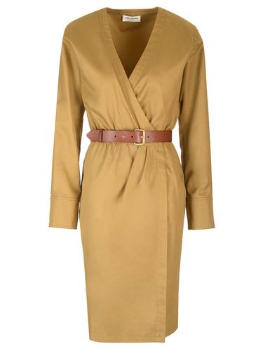 Saint Laurent Wrap Midi Dress - Saint Laurent - Modalova