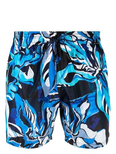 Navy Swim Shorts With Floral Foliage - Etro - Modalova