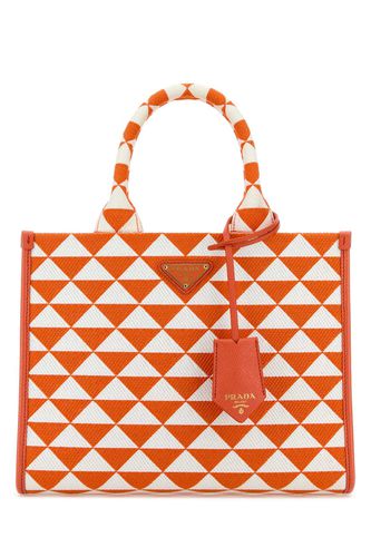 Embroidered Fabric Small Symbole Shopping Bag - Prada - Modalova