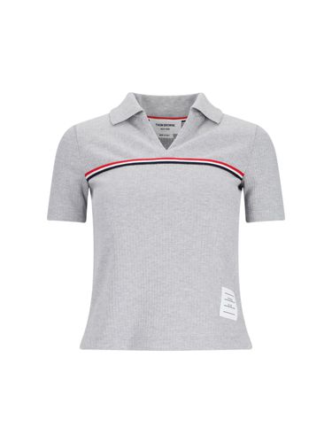 Three Stripes Knit Polo Shirt - Thom Browne - Modalova