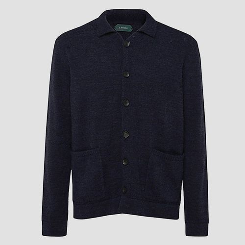 Zanone Blue Virgin Wool Cardigan - Zanone - Modalova