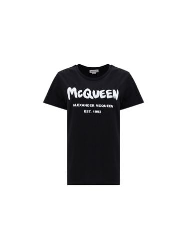 Graffito Logo Print T-shirt - Alexander McQueen - Modalova