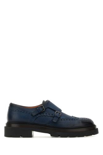 Leather Mock Strap Shoes - Santoni - Modalova