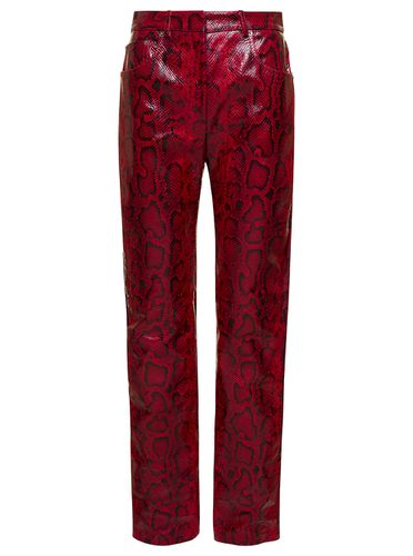 Trousers With Snape Print In Shiny Leather Woman - SportMax - Modalova