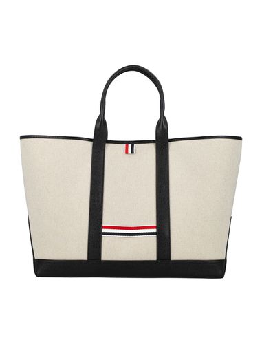 Medium Tool Tote W/ Leather Handles In S - Thom Browne - Modalova