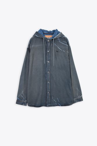 D-dewny-hood-s1 Denim Hooded Shirt With Black Coating Detail - D Dewny Hood S1 - Diesel - Modalova