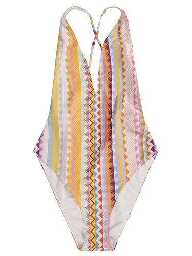 Zigzag-printed Plunging V-neck Swimsuit - Missoni - Modalova