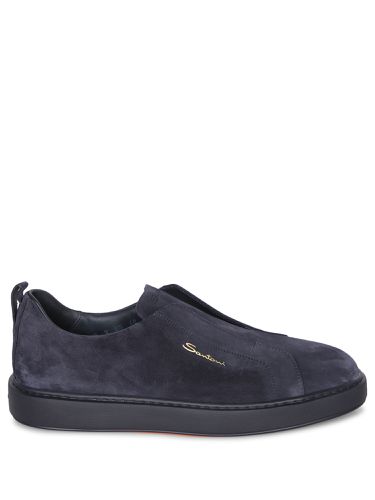 Santoni Victory Blue Suede Sneakers - Santoni - Modalova