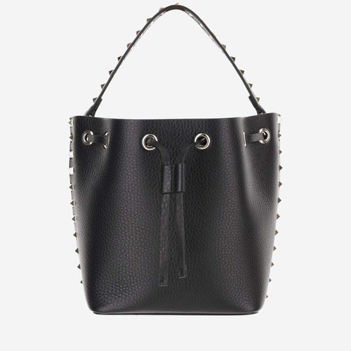 Garnet Calfskin Rockstud Bucket Bag - Valentino Garavani - Modalova