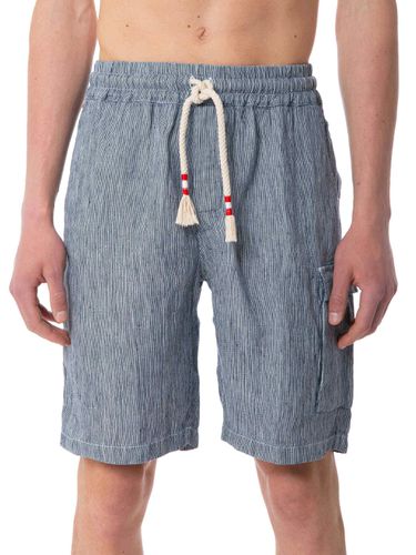 Striped Denim Color Linen Bermuda Shorts - MC2 Saint Barth - Modalova