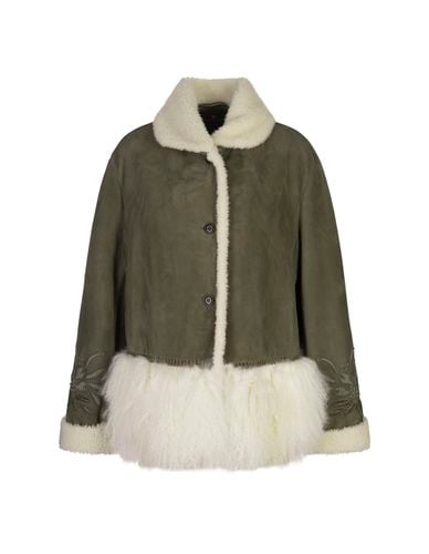 Single-breasted Shearling With Embroidery And Fur - Ermanno Scervino - Modalova