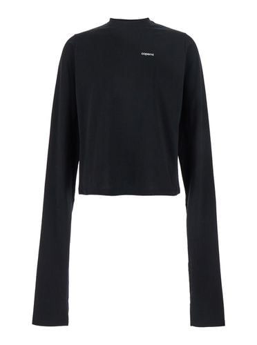 Crewneck T-shirt With Oversize Long Sleeves And Logo Lettering On The Front In Cotton Man - Coperni - Modalova