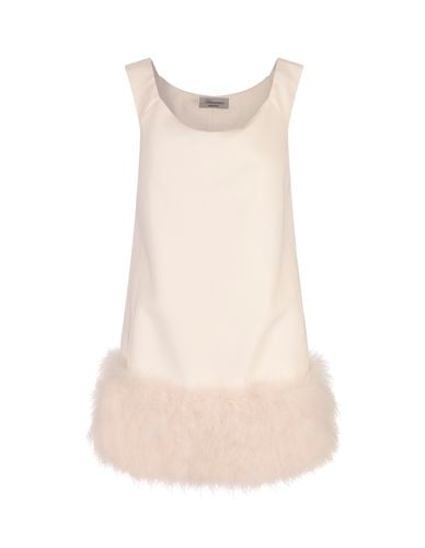 Sable Crepe Dress With Marabou Feathers - Blumarine - Modalova