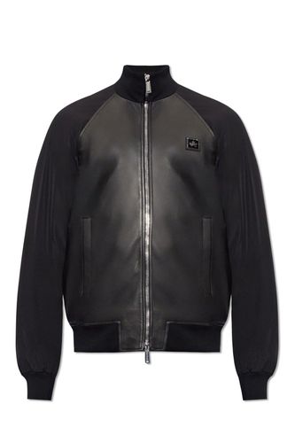 Dsquared2 Logo Patch Leather Jacket - Dsquared2 - Modalova