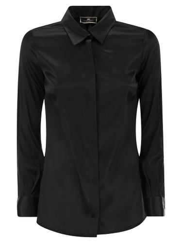 Straight Silk Satin Shirt - Elisabetta Franchi - Modalova