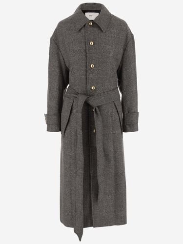 Wool Blend Long Coat - Ami Alexandre Mattiussi - Modalova