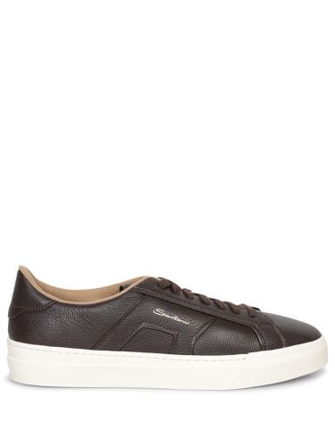 Santoni Brown Leather Sneakers - Santoni - Modalova