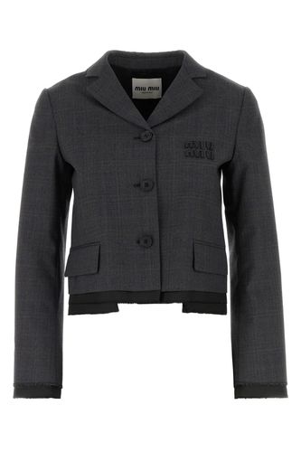 Miu Miu Embroidered Wool Blazer - Miu Miu - Modalova