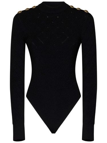 Knitted Bodysuit With Embossed Buttons - Balmain - Modalova