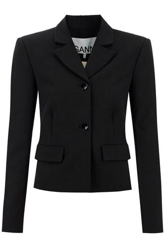 Short Lightweight Twill Blazer - Ganni - Modalova