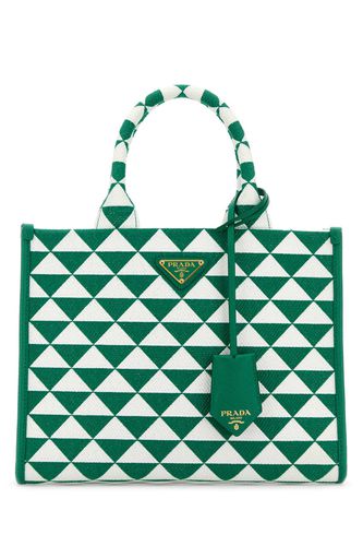 Embroidered Fabric Small Symbole Shopping Bag - Prada - Modalova