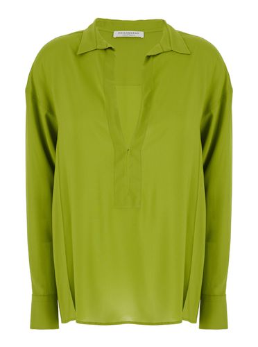 Shirt With Open Collar And V Neck In Stretch Viscose Woman - Philosophy di Lorenzo Serafini - Modalova