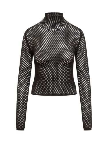 Off- Viscose Blend Mesh Top With Logo - Off-White - Modalova