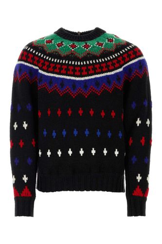 Embroidered Wool Blend Tricot Sweater - Moncler Grenoble - Modalova