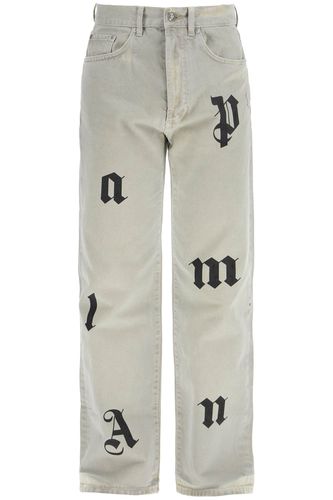 Loose Printed Detail Jeans With Eight - Palm Angels - Modalova