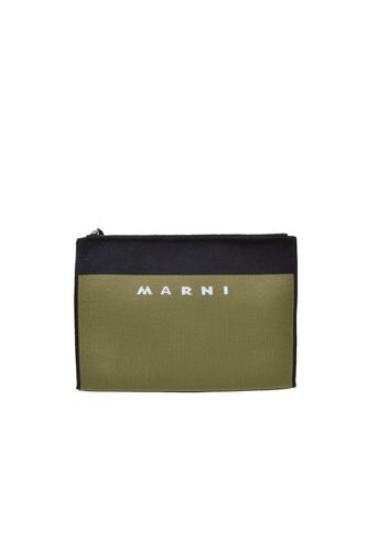 Logo Embroidered Zip Clutch Bag - Marni - Modalova